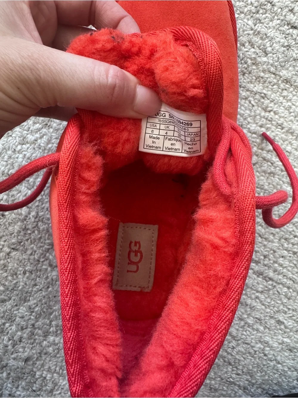 UGG Kids Red Lace-Up Shearling Boots